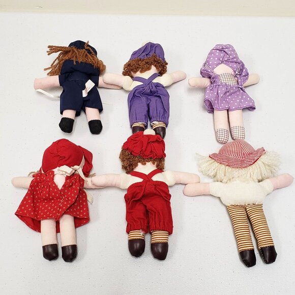 Merry Thoughts 6" Ragdoll Lot of 6 Dolls Cloth Yarn Hair Thailand - Picture 2 of 9